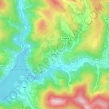 Carte topographique Estalaya, altitude, relief