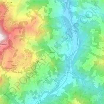 Carte topographique Bibbone, altitude, relief