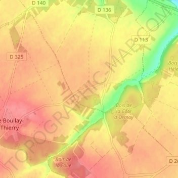 Carte topographique Cherville, altitude, relief