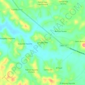 Carte topographique La Estanzuela, altitude, relief