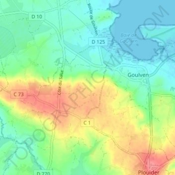 Carte topographique Kermabon, altitude, relief