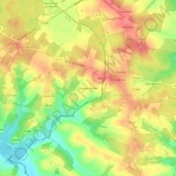Carte topographique Coupau de Bas, altitude, relief