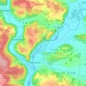 Carte topographique Zaar, altitude, relief
