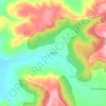 Carte topographique Villacorza, altitude, relief