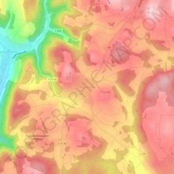 Carte topographique Hartheim, altitude, relief
