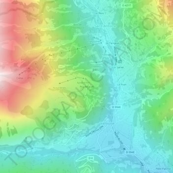 Carte topographique Puy Aillaud, altitude, relief