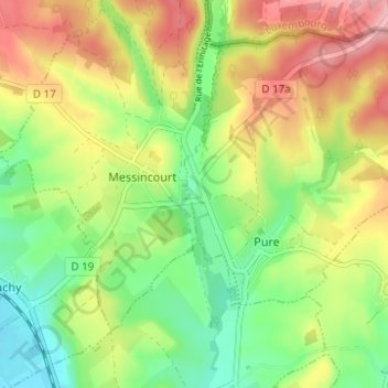 Carte topographique Messempré, altitude, relief
