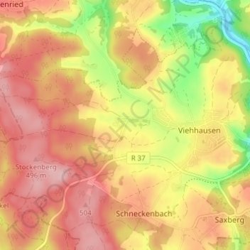 Carte topographique Kohlstadt, altitude, relief
