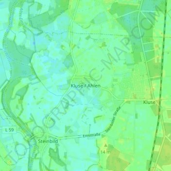 Carte topographique Kluse / Ahlen, altitude, relief