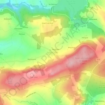 Carte topographique Saint-Cadou, altitude, relief