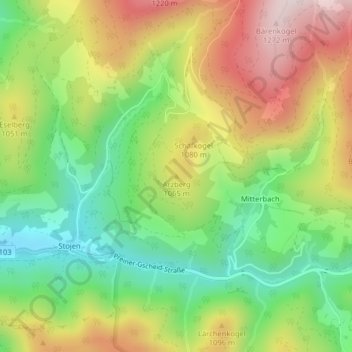 Carte topographique Arzberg, altitude, relief
