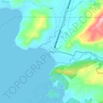 Carte topographique Cartagena, altitude, relief