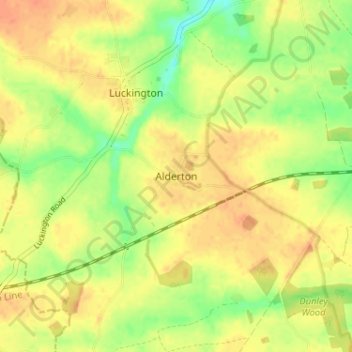 Carte topographique Alderton, altitude, relief