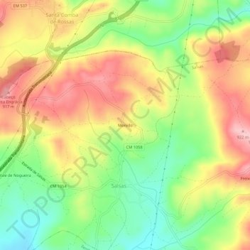 Carte topographique Moredo, altitude, relief