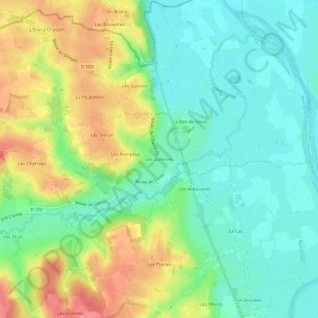 Carte topographique Les Golaines, altitude, relief