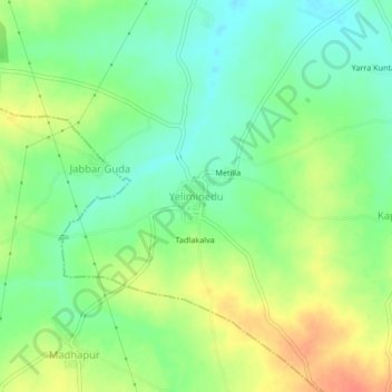 Carte topographique Yeliminedu, altitude, relief