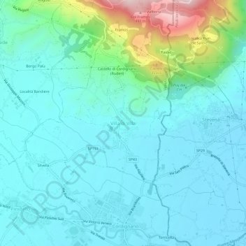 Carte topographique Villa di Villa, altitude, relief