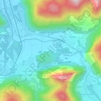 Carte topographique Géry, altitude, relief