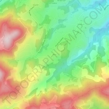 Carte topographique Ruas, altitude, relief