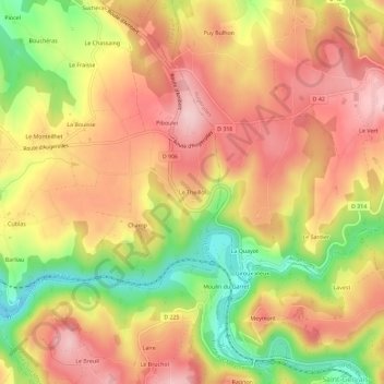 Carte topographique Le Theillol, altitude, relief