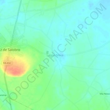 Carte topographique Lagoa Nova, altitude, relief