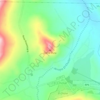 Carte topographique Cerro Vuta, altitude, relief