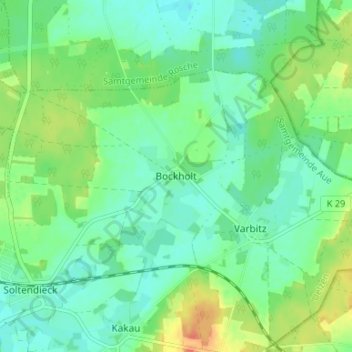 Carte topographique Bockholt, altitude, relief