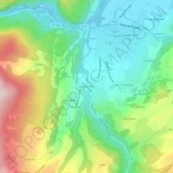 Carte topographique Les Buchets, altitude, relief