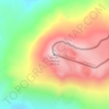 Carte topographique Volcán Copahue, altitude, relief
