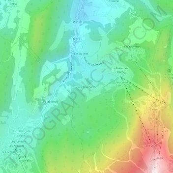 Carte topographique Les Bouchards, altitude, relief