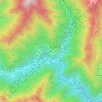 Carte topographique Sabbia, altitude, relief