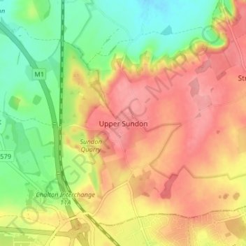 Carte topographique Upper Sundon, altitude, relief
