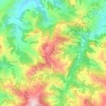 Carte topographique Montebaranzone, altitude, relief
