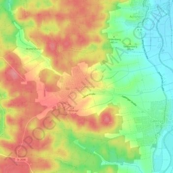 Carte topographique Lützelburg, altitude, relief