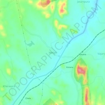 Carte topographique Metali, altitude, relief