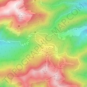 Carte topographique Col de l’Agus, altitude, relief