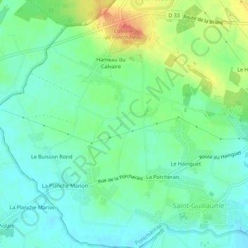 Carte topographique La Bernerais, altitude, relief