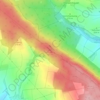 Carte topographique Luenberg, altitude, relief