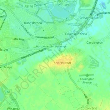 Carte topographique Harrowden, altitude, relief