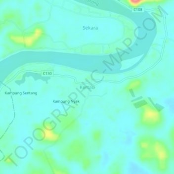 Carte topographique Kertau, altitude, relief