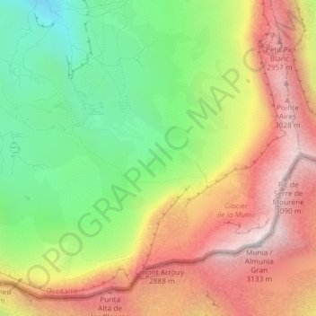 Carte topographique Cirque de Troumouse, altitude, relief