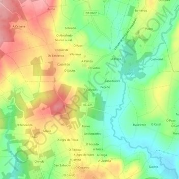 Carte topographique A Cañota, altitude, relief