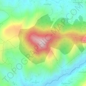 Carte topographique Angavokely, altitude, relief