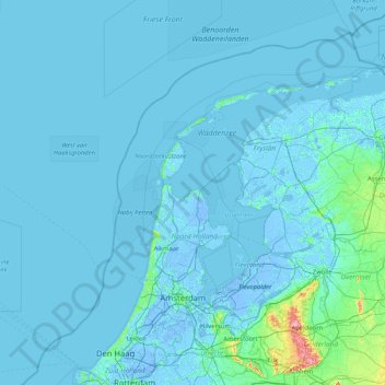 Carte topographique Wieringen, altitude, relief