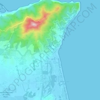 Carte topographique Cabo Negro, altitude, relief
