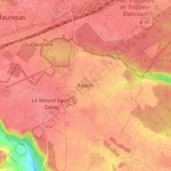 Carte topographique Rodon, altitude, relief