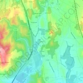 Carte topographique Chatillon, altitude, relief