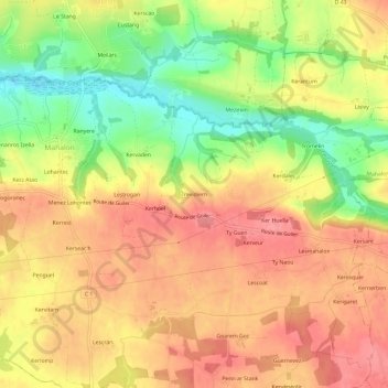 Carte topographique Trevidiern, altitude, relief
