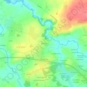 Carte topographique Belleville, altitude, relief