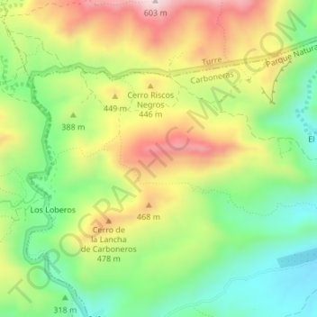 Carte topographique La Serrata, altitude, relief